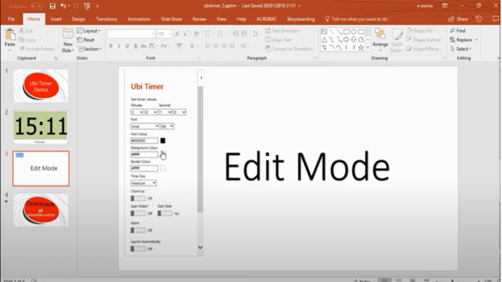 timer in powerpoint presentation mode