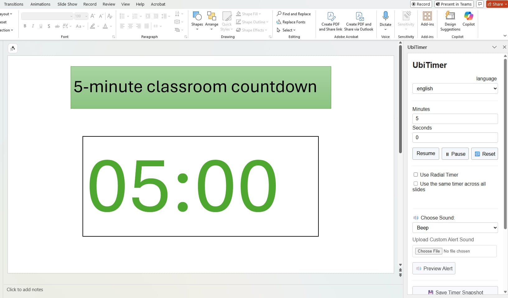 insertable timer for PowerPoint - presentation timer