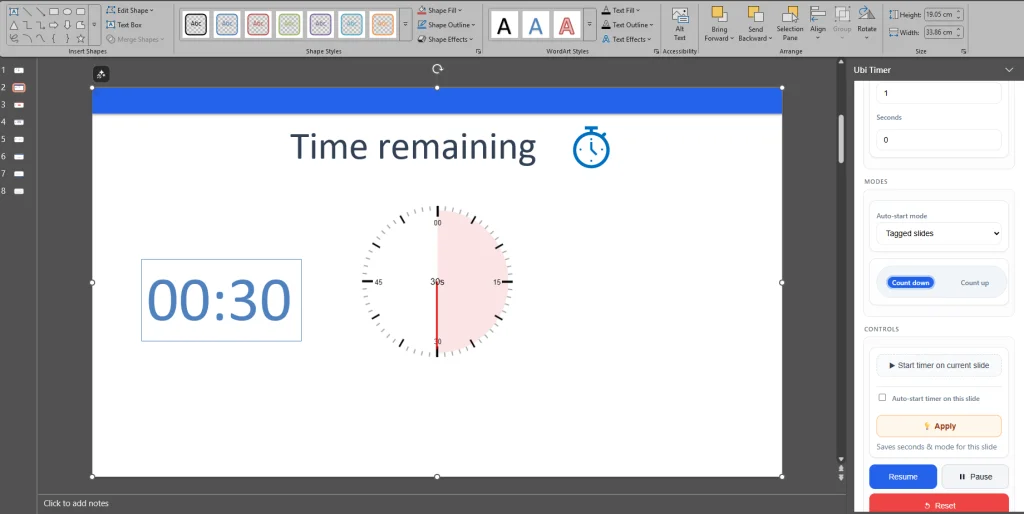 How to create an analog circular timer in PowerPoint using UbiTimer