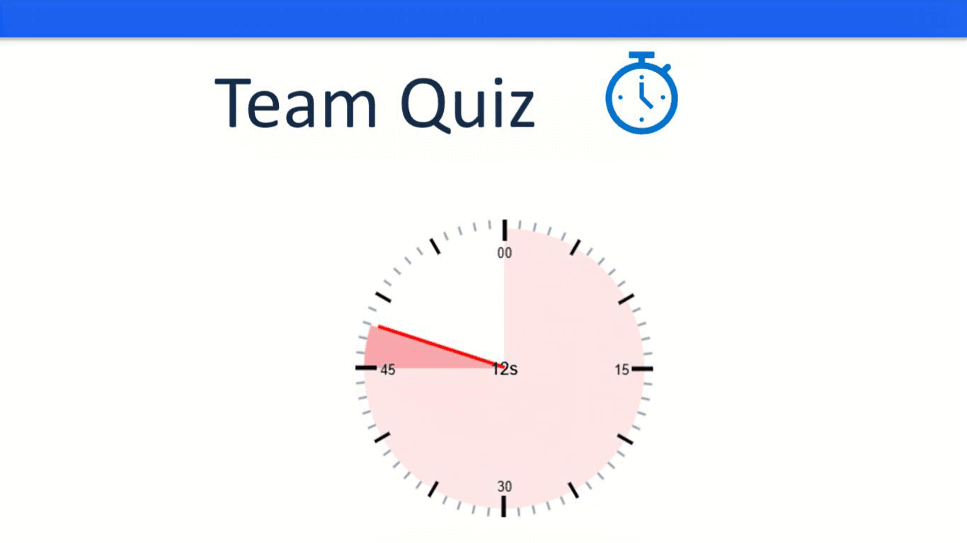 UbiTimer radial timer on a PowerPoint slide (light UI)