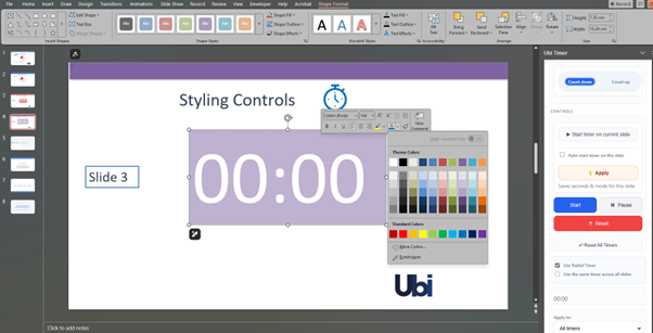 powerpoint global timer vs per slide timer