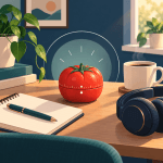 Pomodoro focus timer illustration